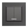 Выключатель 2-кл. СП Karea 10А IP20 дым. металлик с подсветкой Makel 56050023