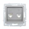 Розетка компьютерная + телефонная 2-м СП Vesna механизм платина LEZARD 742-3588-143
