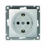 Розетка 1-м СП Афина 16А IP20 с заземл. механизм серебр. Universal A0028-S