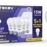Набор ПРОМО лампа светодиодная 15Вт А60 3000К Е27 176-264В (Promo 5+1 шт) TOKOV ELECTRIC Promo-A60-E27-15-3K