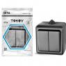 Выключатель 2-кл. ОП Dita IP54 10А 250В карбон TOKOV ELECTRIC TKL-DT-V2-C14-IP54