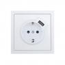 Розетка 1-мест. с/з+USB разъем ZIMA IP20 бел. LEZARD 704-0288-181