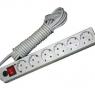 Удлинитель с сетевым фильтром 6х5м с заземл. 10А IP20 ПВС 3х0.75 защ. шторки сер. UNIVersal 967U-5005