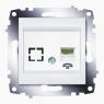 Розетка телефонная 1-м Cosmo RJ11 + гнездо механизм бел. ABB 619-010200-221