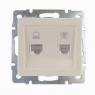 Розетка компьютерная + телефонная 2-м СП Rain RJ45 + RJ11 16А IP20 механизм крем. LEZARD 703-0388-143