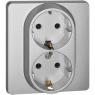 Розетка Inspiria 16А 250В 2х2P+E немецк. стандарт алюм. IEK 673752