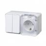 Блок ОП AtlasDesign PROFI IP54 (розетка 1-м 16А заземл. защ. шторки + 2-кл. выключатель 10А) бел. SE ATN540174