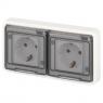 Розетка Эксперт 11-2523-01 2х2P+E гориз. IP55 16А-250В СУ бел. Эра Б0063276
