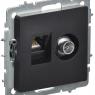 Розетка компьютерная + телевизионная 2-м Brite РТВ/РК12-БрЧ RJ45 кат.5E + TV механизм черн. IEK BR-AK20-1-K02