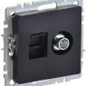Розетка компьютерная + телевизионная 2-м Brite РТВ/РК12-БрЧ RJ45 кат.5E + TV механизм черн. IEK BR-AK20-1-K02