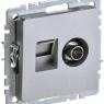 Розетка компьютерная + телевизионная 2-м Brite РТВ/РК12-БрА RJ45 кат.5E + TV механизм алюм. IEK BR-AK20-1-K47