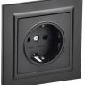 Розетка СП BRITE РСР14-1-0-БрЧ 16А в сборе с заземл. защ. шторки черн. IEK BR-R14-16-K02-F