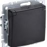 Розетка BRITE РСбш10-3-44-БрЧ 16А IP44 с заземл. защ. шторки с крышкой механизм черн. IEK BR-R16-16-44-K02