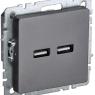 Розетка BRITE USB A+A 3.1А РЮ10-1-БрС механизм сталь IEK BR-U21-D31-K46