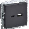 Розетка BRITE USB A+C 18Вт РЮ11-1-БрЧ механизм черн. IEK BR-U22-018-K02