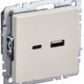 Розетка BRITE USB A+C 18Вт РЮ11-1-БрКр механизм беж. IEK BR-U22-018-K10