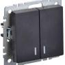 Выключатель 2-кл. СП BRITE ВС10-2-1-БрЧ 10А с индик. механизм черн. IEK BR-V20-1-10-K02