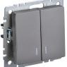 Выключатель 2-кл. СП BRITE ВС10-2-1-БрС 10А с индик. механизм сталь IEK BR-V20-1-10-K46