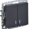 Выключатель 2-кл. СП BRITE ВС10-2-1-БрГ 10А с индик. механизм графит IEK BR-V20-1-10-K53