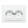 Розетка 2-м СП Минск 16А IP20 с заземл. защ. шторки бел. Basic EKF ERR16-128-100
