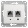 Розетка компьютерная 2-м Glossa RJ45 кат.5E механизм бел. SE GSL000185KK