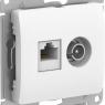 Розетка компьютерная + телевизионная 2-м Glossa RJ45 кат.5E + TV механизм бел. SE GSL000189