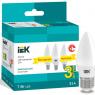 Лампа светодиодная 7Вт C35 свеча 4000К нейтр. бел. E14 230В (уп.3шт) IEK LLE-C35-07-230-40-E14-3